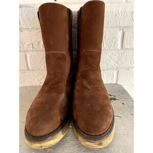 Cowtown Suede Western Roper Boots Womens Size 8 Brown Pull On Made in Mexico